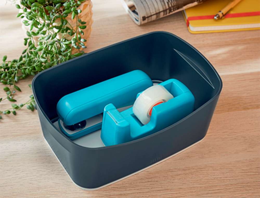 DESENROLADOR DE SECRETARIA LEITZ COSY EM PLASTICO PARA FITAS 33 MT AZUL