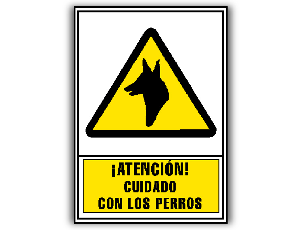 PICTOGRAMA ARCHIVO 2000 ATENCAO CUIDADO COM OS CAES PVC AMARELO LUMINISCENTE 210X297 MM