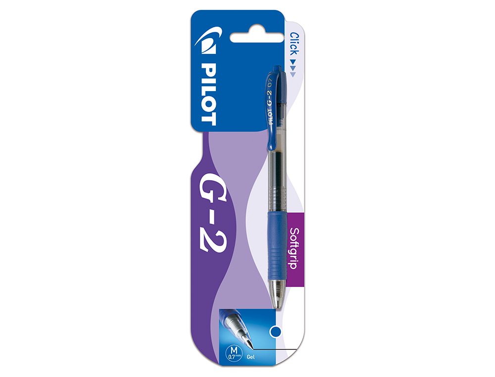 ESFEROGRAFICA PILOT G-2 AZUL TINTA GEL RETRATIL APOIO EM BORRACHA EM BLISTER