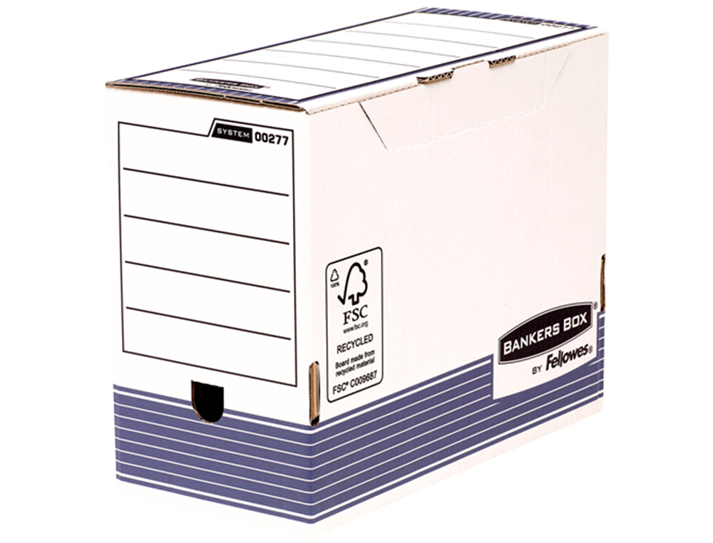 CAIXA PARA ARQUIVO MORTO FELLOWES A4 CARTAO RECICLADO 100% LOMBADA 150 MM MONTAGEM AUTOMATICA COR AZUL