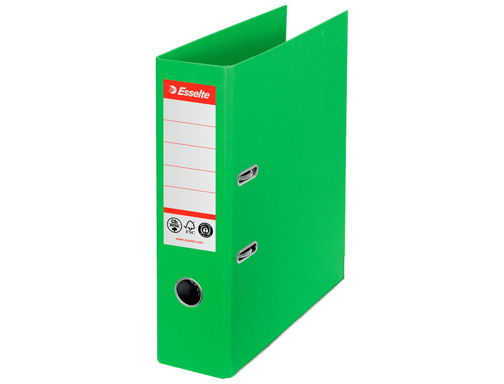 PASTA DE ARQUIVO DE ALAVANCA ESSELTE Nº1 CO2 NEUTRAL DIN A4 CARTAO FORRADO LOMBADA 75 MM VERDE VIVO