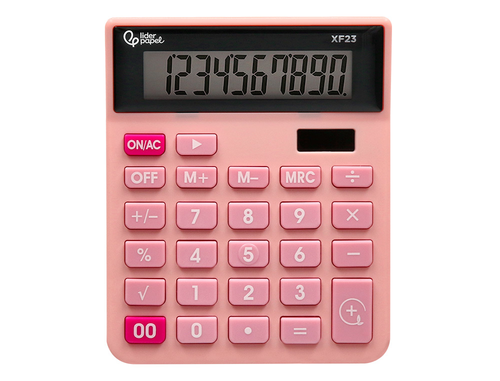 CALCULADORA LIDERPAPEL DE SECRETARIA XF23 10 DIGITOS SOLAR E PILHAS COR ROSA 127X105X24 MM