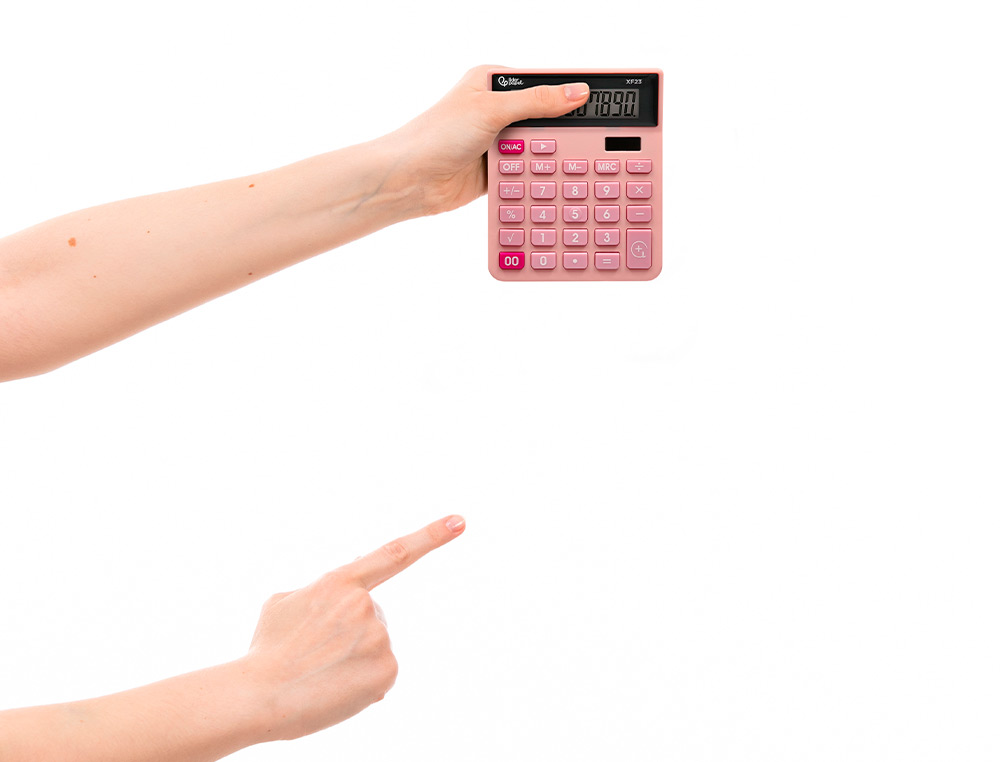 CALCULADORA LIDERPAPEL DE SECRETARIA XF23 10 DIGITOS SOLAR E PILHAS COR ROSA 127X105X24 MM