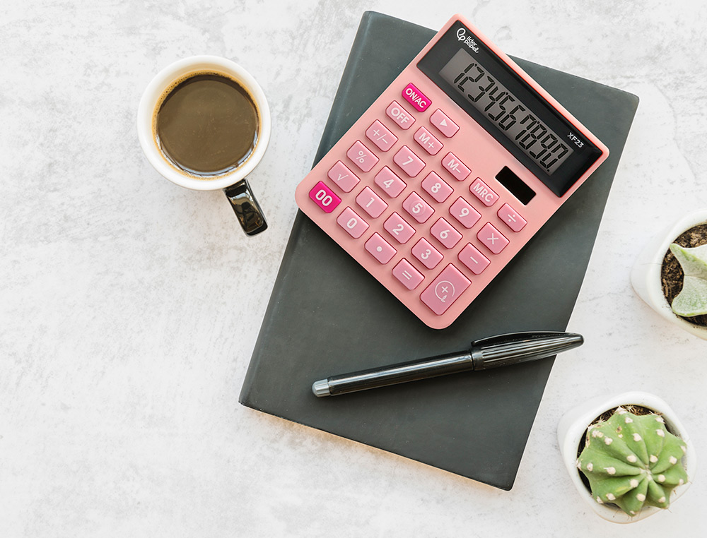 CALCULADORA LIDERPAPEL DE SECRETARIA XF23 10 DIGITOS SOLAR E PILHAS COR ROSA 127X105X24 MM