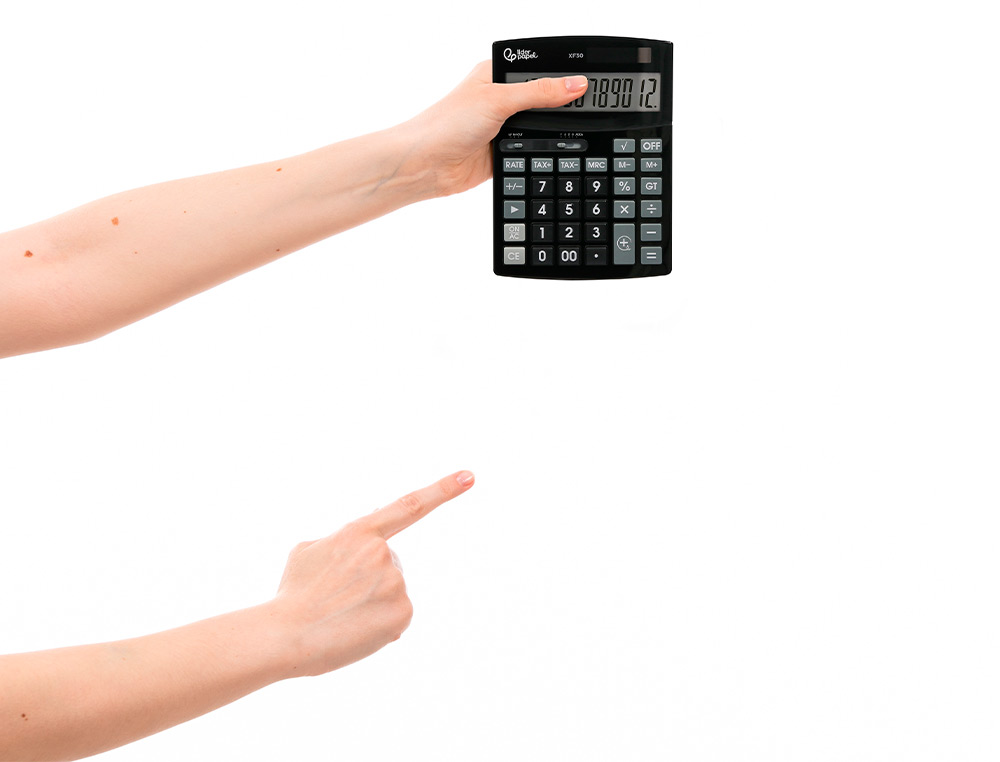 CALCULADORA LIDERPAPEL DE SECRETARIA XF30 12 DIGITOS TAXAS SOLAR E PILHAS COR PRETO 190X140X25 MM