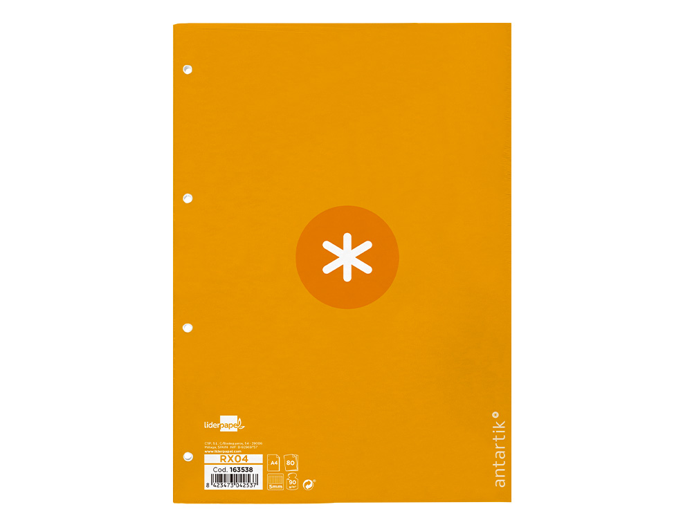 RECARGA COLADA ANTARTIK QUADRICULA DE 5MM DIN A4 100 F 90 GR 4 FUROS 1 BANDA MOLDURA COR MOSTARDA