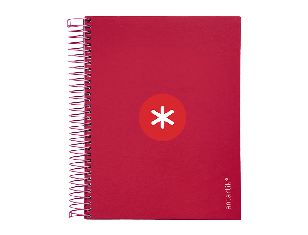 CADERNO ESPIRAL DIN A5 ANTARTIK CAPA FORRADA 120 F 100 GR QUADRICULA 5 MM 5 BANDAS COR FRAMBOESA