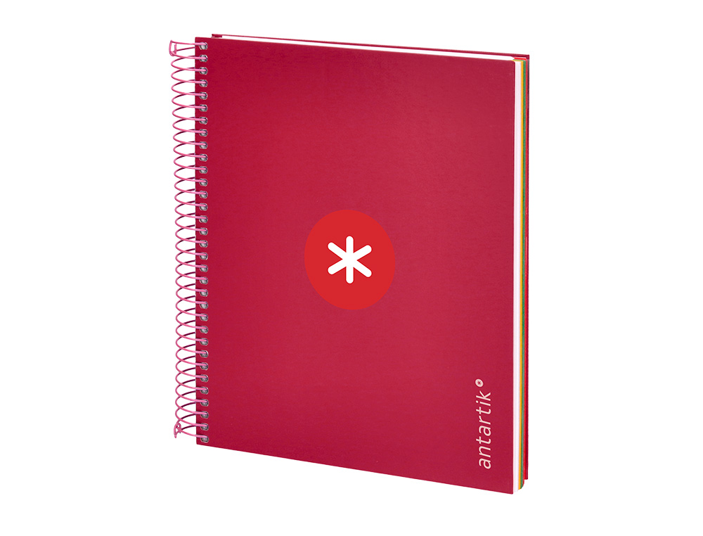 CADERNO ESPIRAL DIN A5 ANTARTIK CAPA FORRADA 120 F 100 GR QUADRICULA 5 MM 5 BANDAS COR FRAMBOESA