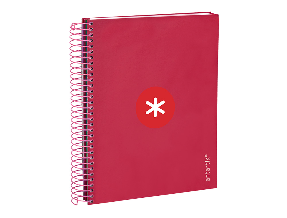 CADERNO ESPIRAL DIN A5 ANTARTIK CAPA FORRADA 120 F 100 GR QUADRICULA 5 MM 5 BANDAS COR FRAMBOESA