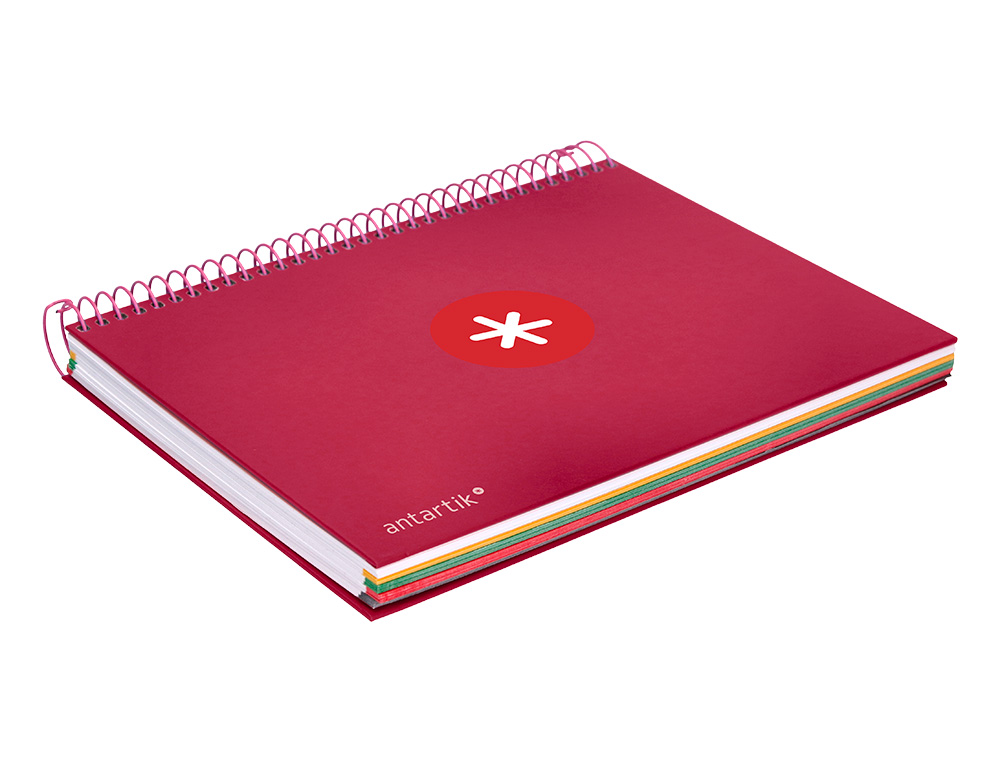 CADERNO ESPIRAL DIN A5 ANTARTIK CAPA FORRADA 120 F 100 GR QUADRICULA 5 MM 5 BANDAS COR FRAMBOESA