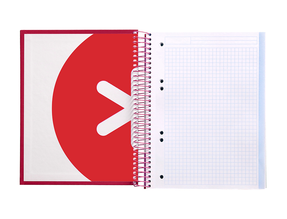 CADERNO ESPIRAL DIN A5 ANTARTIK CAPA FORRADA 120 F 100 GR QUADRICULA 5 MM 5 BANDAS COR FRAMBOESA