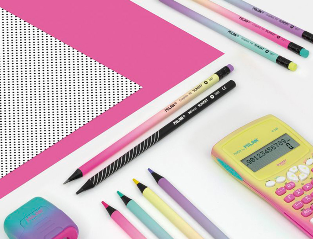 LAPIS DE COR MILAN SUNSET MINA GROSSA 3,5 MM CAIXA DE 6 UNIDADES CORES SORTIDAS