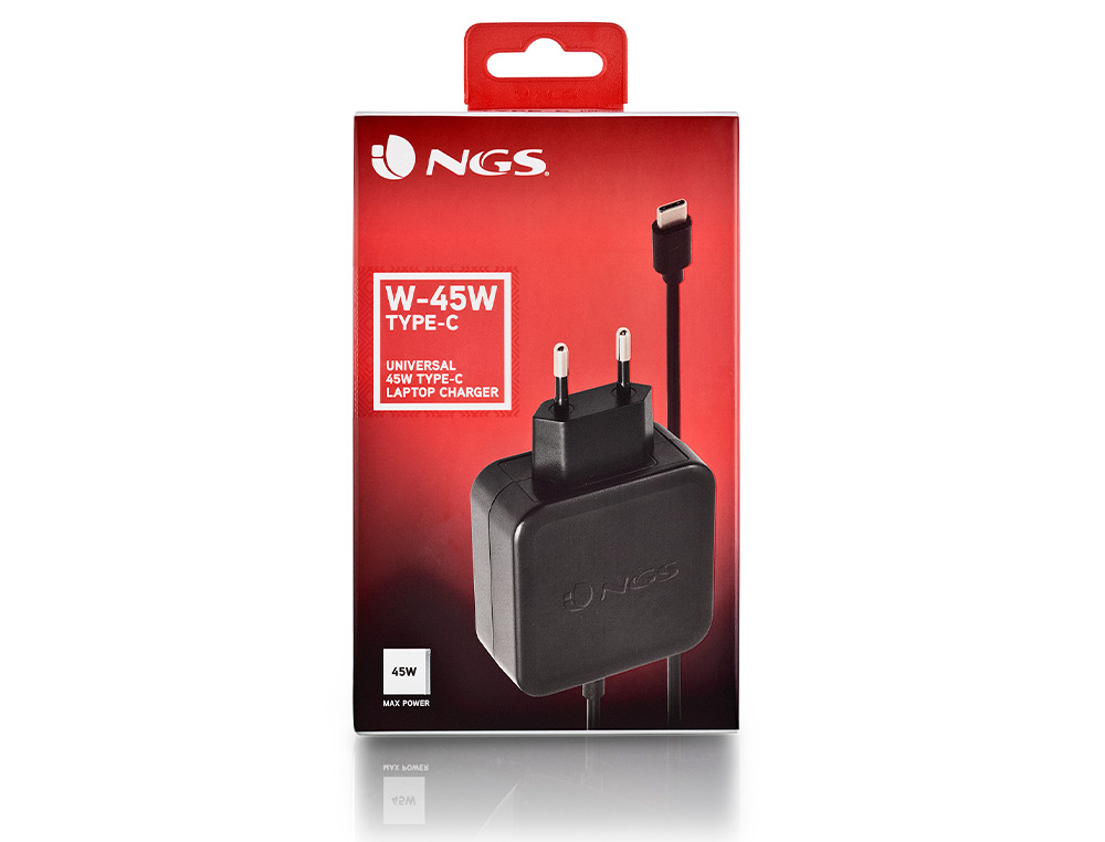 CARREGADOR UNIVERSAL NGS DE PAREDE PARA PORTATIL 45W TIPO C 5V/9V/12V/15V-3A 20V/2,25A
