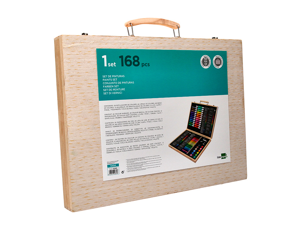 SET DE PINTURA LIDERPAPEL MADEIRA 168 PECAS MALA 39,3X30X4,8 CM