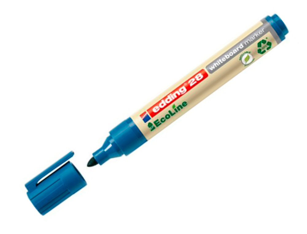 MARCADOR EDDING 28 PARA QUADRO BRANCO ECOLINE 90% RECICLADO COR AZUL PONTA REDONDA 1,5-3 MM RECARREGAVEL