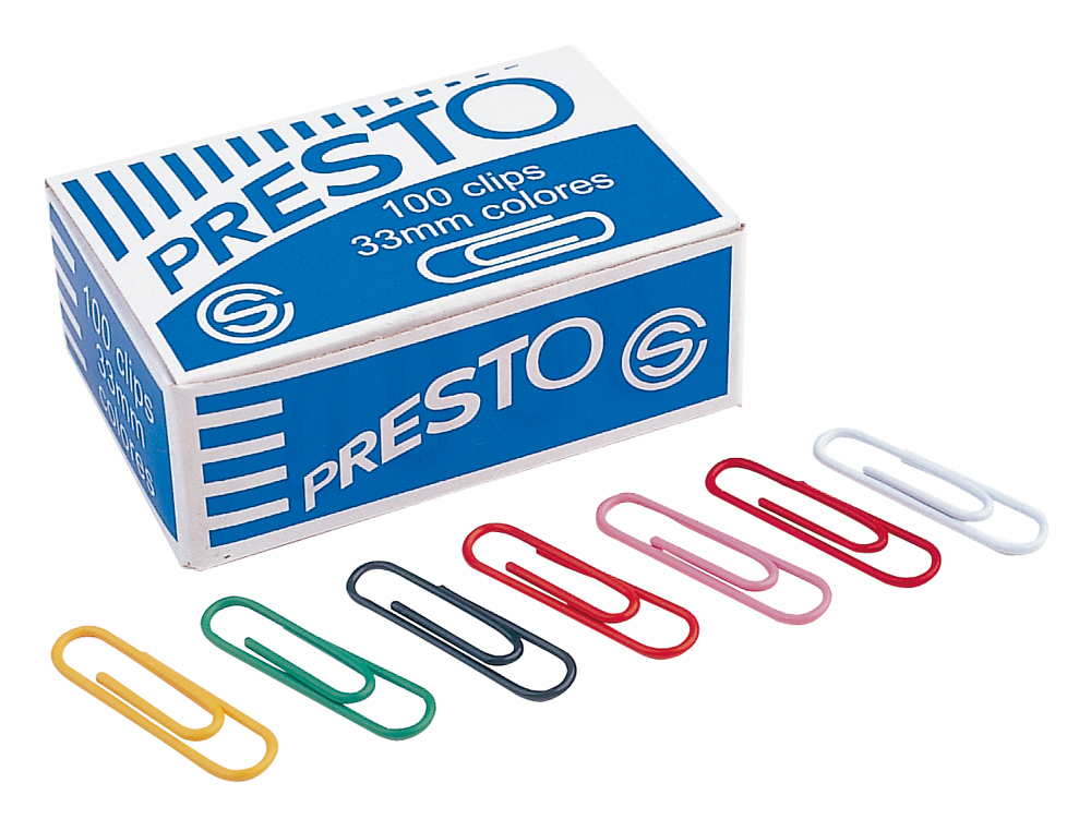 CLIPS DE COR PRESTO N. 2, 33 MM CAIXA DE 100 UNIDADES