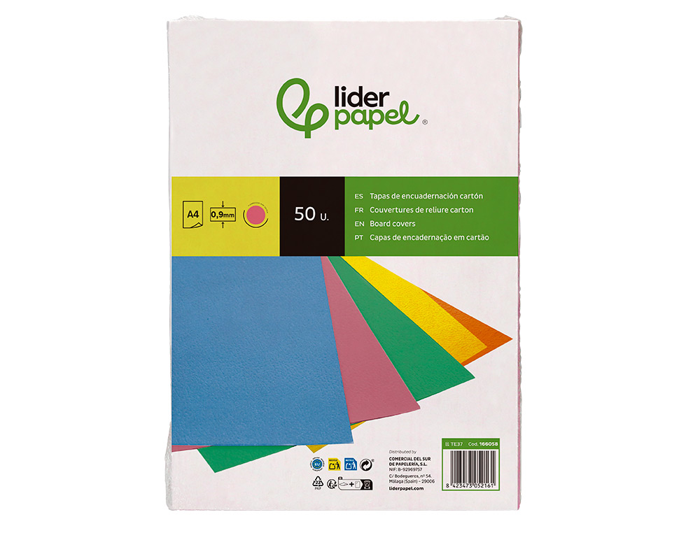 CAPA DE ENCADERNACAO LIDERPAPEL CARTAO DIN A4 0,9 MM ROSA FLUOR PACK DE 50 UNIDADES