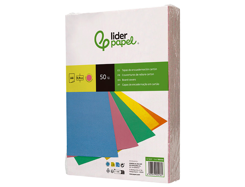 CAPA DE ENCADERNACAO LIDERPAPEL CARTAO DIN A4 0,9 MM ROSA FLUOR PACK DE 50 UNIDADES