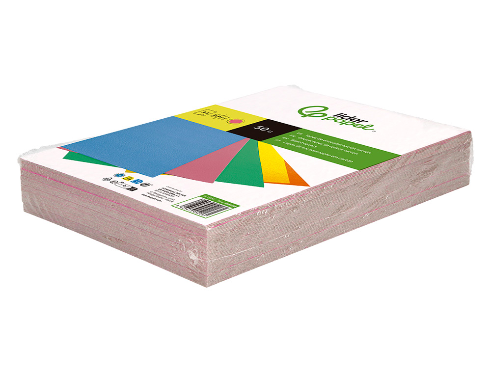 CAPA DE ENCADERNACAO LIDERPAPEL CARTAO DIN A4 0,9 MM ROSA FLUOR PACK DE 50 UNIDADES