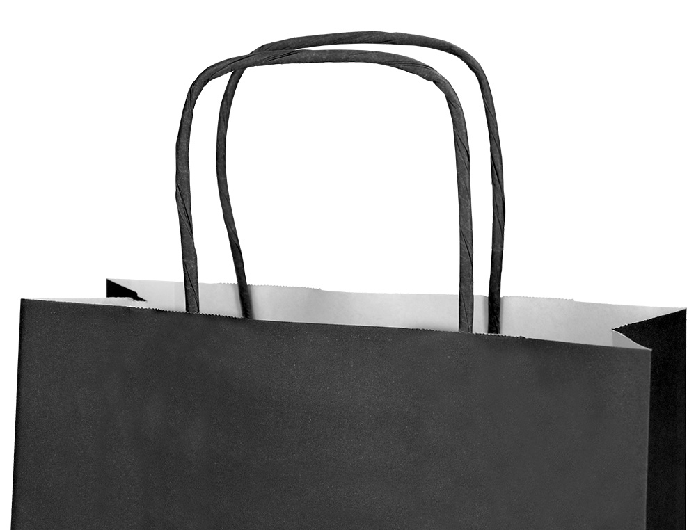 SACO DE PAPEL Q-CONNECT CELULOSE PRETO S COM ASA TORCIDA 240X320X100 MM
