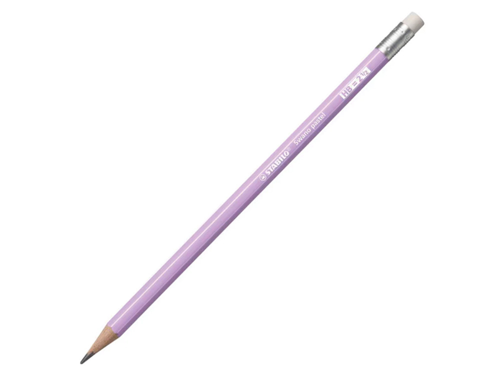 LAPIS DE GRAFITE STABILO SWANO COM BORRACHA MINA 2,2 MM DUREZA HB LILAS PASTEL