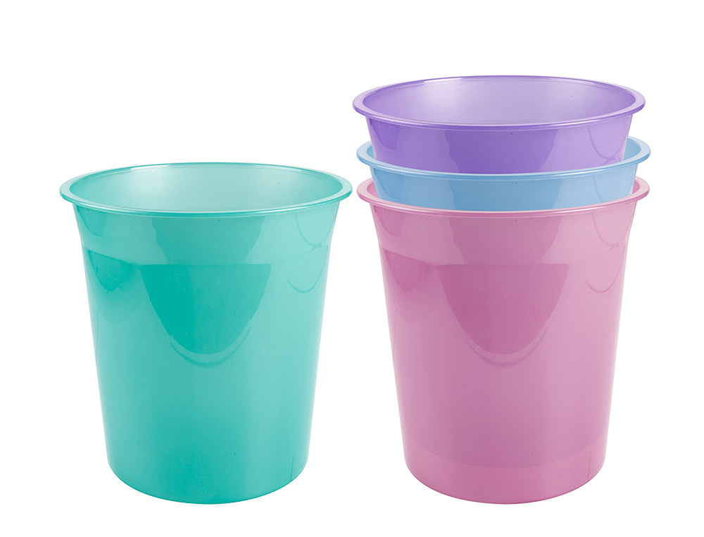 CESTO DE PAPEIS EM PLASTICO LIDERPAPEL ECOUSE 100% RECICLADO CELESTE TRANSLUCIDO 13 LITROS 275X285 MM