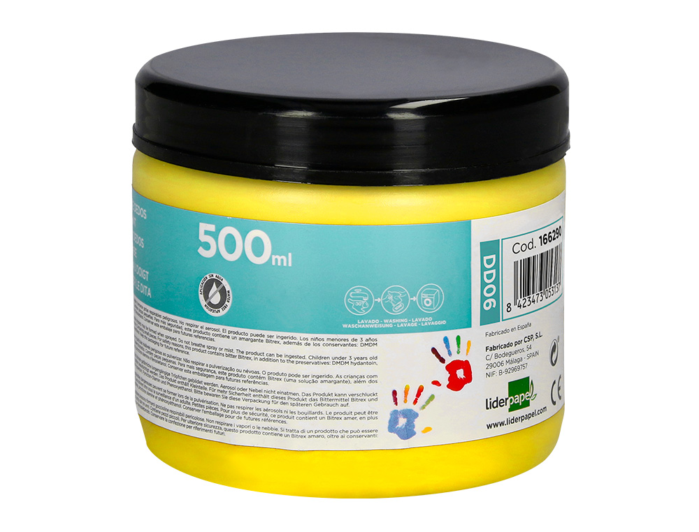 PINTURA A DEDOS LIDERPAPEL FRASCO DE 500 ML AMARELO