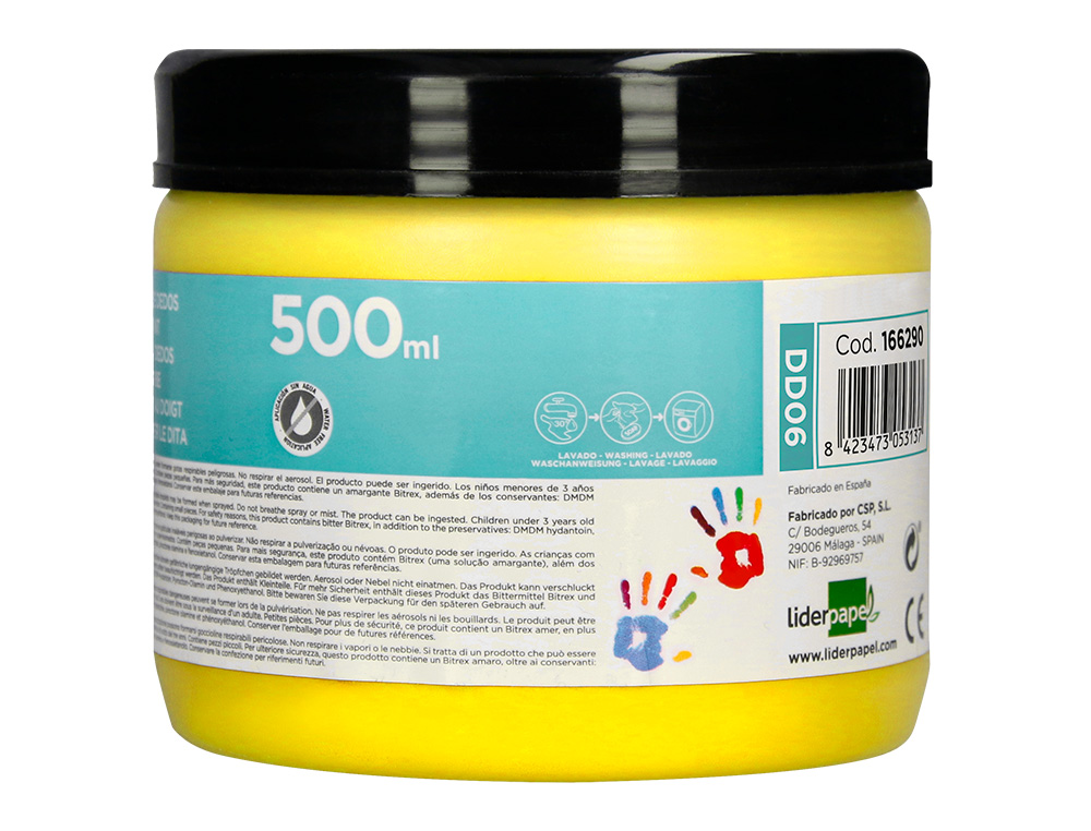 PINTURA A DEDOS LIDERPAPEL FRASCO DE 500 ML AMARELO