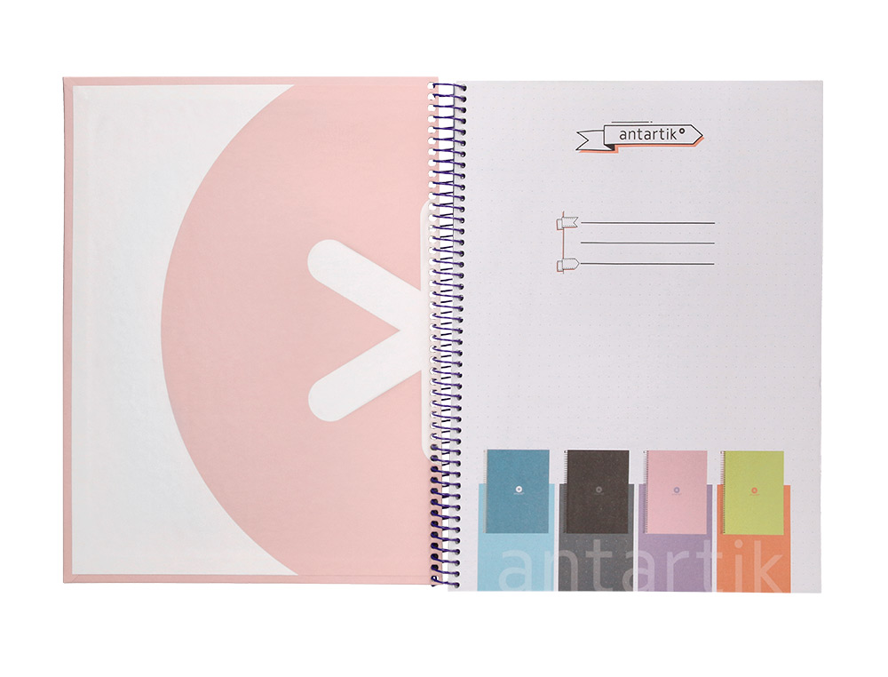 CADERNO ESPIRAL A4 MICRO ANTARTIK CAPA FORRADA 80F 90 GR PONTILHADO 1 BANDA 4 FUROS COR ROSA