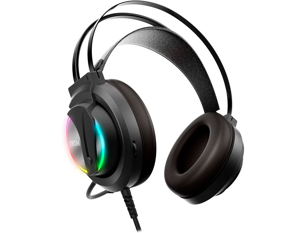 AURICULAR KROM KAPPA GAMING STEREO COM MICROFONE FLEXIVEL ILUMINACAO LED RGB ARCO-IRIS COMPRIMENTO CABO 210 CM