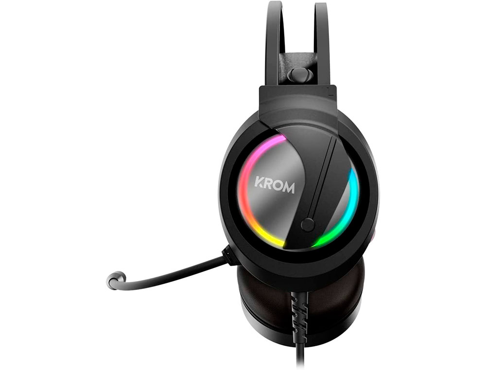 AURICULAR KROM KAPPA GAMING STEREO COM MICROFONE FLEXIVEL ILUMINACAO LED RGB ARCO-IRIS COMPRIMENTO CABO 210 CM