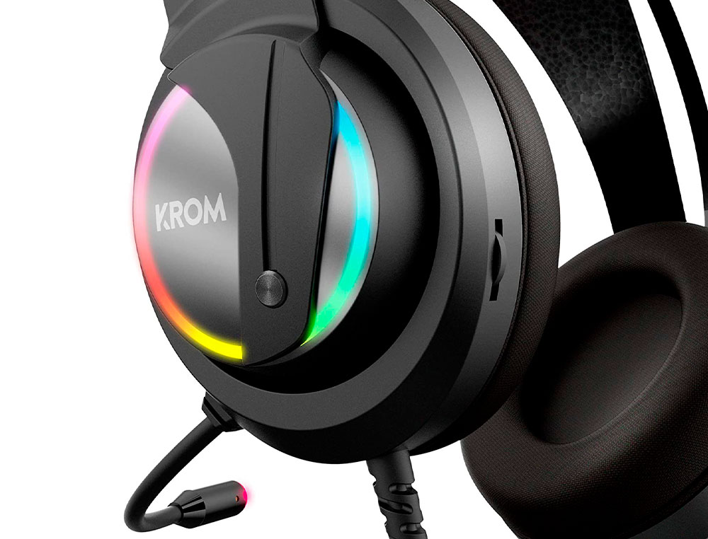 AURICULAR KROM KAPPA GAMING STEREO COM MICROFONE FLEXIVEL ILUMINACAO LED RGB ARCO-IRIS COMPRIMENTO CABO 210 CM