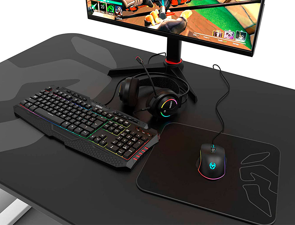 AURICULAR KROM KAPPA GAMING STEREO COM MICROFONE FLEXIVEL ILUMINACAO LED RGB ARCO-IRIS COMPRIMENTO CABO 210 CM