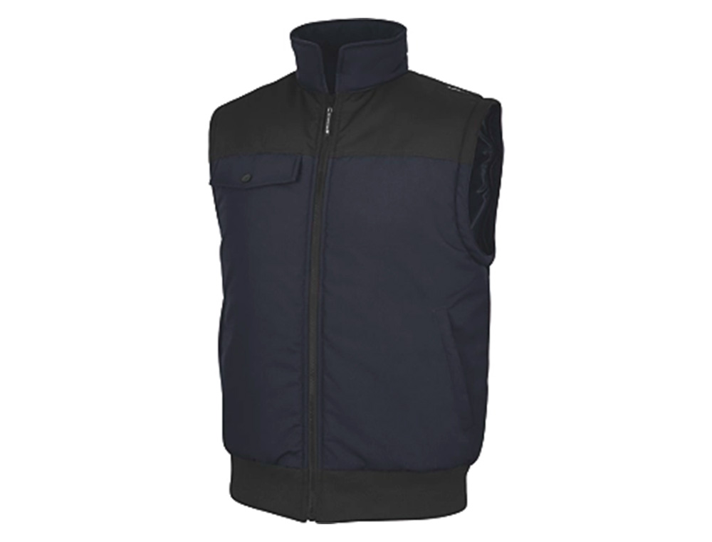 COLETE DELTAPLUS MULTIBOLSOS COM FECHO E MANGAS AMOVIVEIS 80% POLIESTER 20% ALGODAO TAMANHO 3XL COR AZUL MARINHO/PRETO