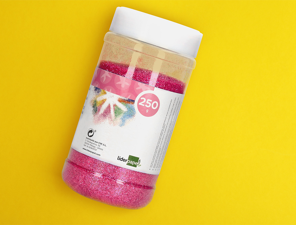 PURPURINA LIDERPAPEL FANTASIA COR ROSA PASTEL METALIZADO FRASCO DE 250 GR