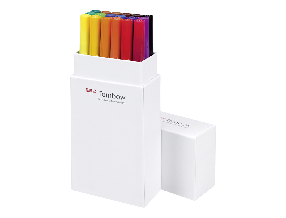MARCADOR TOMBOW DUAL BRUSH PONTA DUPLA PINCEL CORES PRIMARIAS ESTOJO DE 18 UNIDADES CORES SORTIDAS