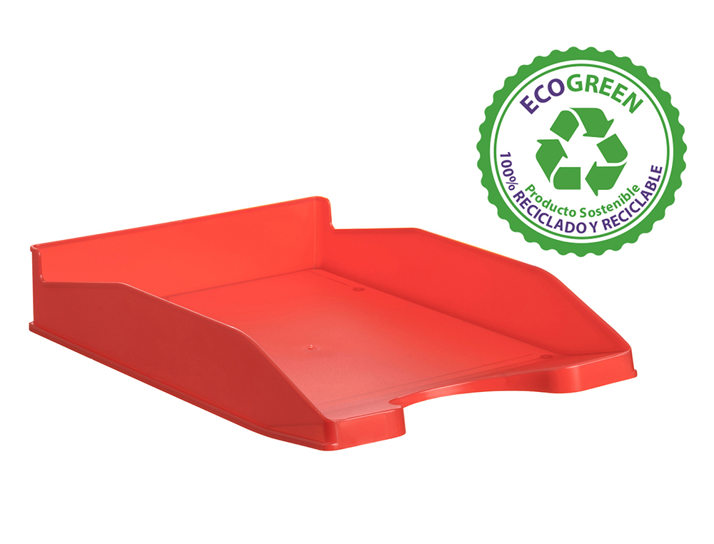BANDEJA DE SECRETARIA ARCHIVO 2000 ECOGREEN PLASTICO 100% RECICLADA EMPILHAVEL FORMATOS DIN A4 E FOLIO COR VERMELHO