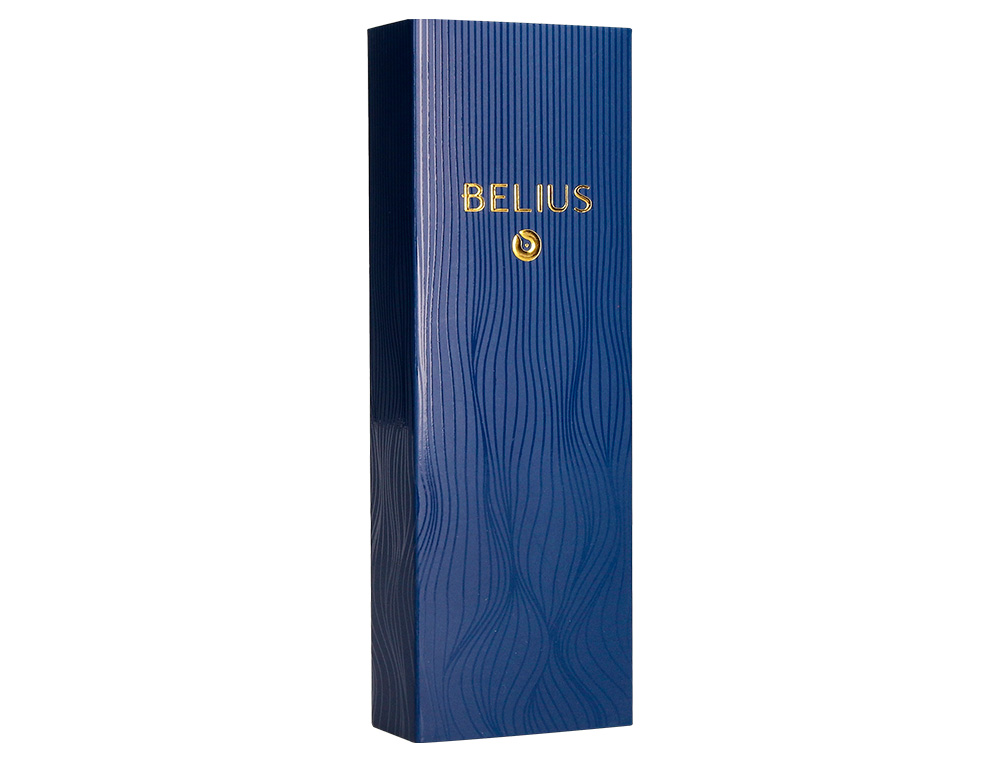 CANETA BELIUS NEPTUNO ALUMINIO TEXTURA WAVY COR AZUL MARINHO TINTA AZUL CAIXA DESIGN
