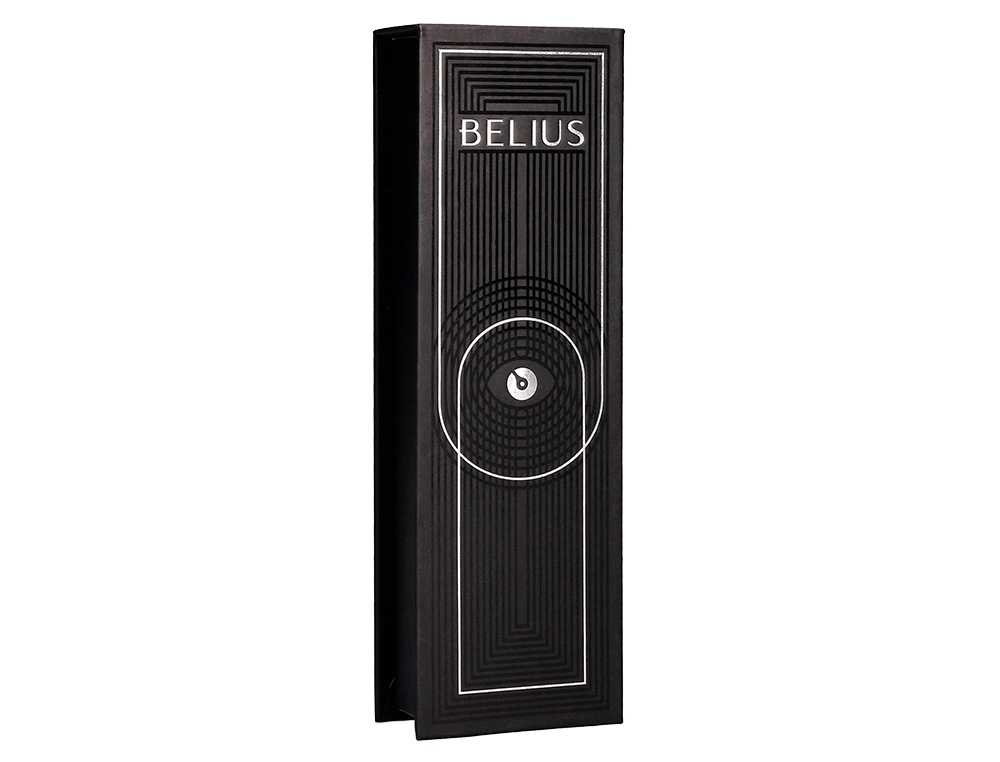 ROLLER BELIUS TURBO ALUMINIO TEXTURA PONTILHADA DESENHO PRETO E PRATEADO TINTA AZUL CAIXA DESIGN