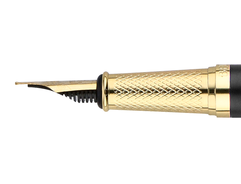CANETA BELIUS SOIREE ALUMINIO DESENHO ART DECO PRETO E DOURADO TINTA AZUL CAIXA DESIGN