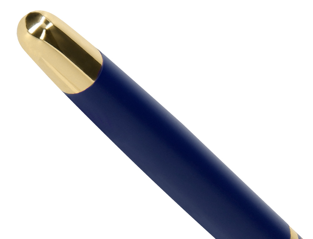 ESFEROGRAFICA BELIUS SOIREE ALUMINIO DESENHO ART DECO AZUL MARINHO E DOURADO TINTA AZUL CAIXA DESIGN