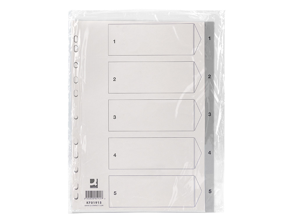 SEPARADOR NUMERICO Q-CONNECT PLASTICO 1-5 CONJUNTO DE 5 SEPARADORES DIN A4 MULTIPERFURADOS