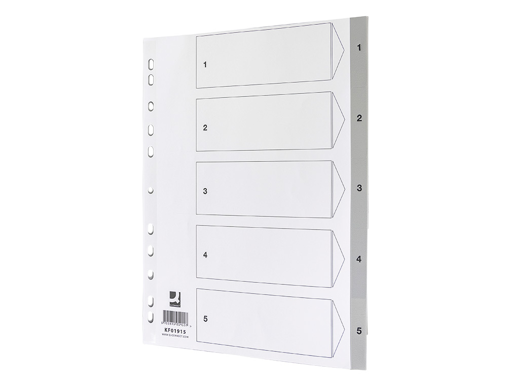 SEPARADOR NUMERICO Q-CONNECT PLASTICO 1-5 CONJUNTO DE 5 SEPARADORES DIN A4 MULTIPERFURADOS