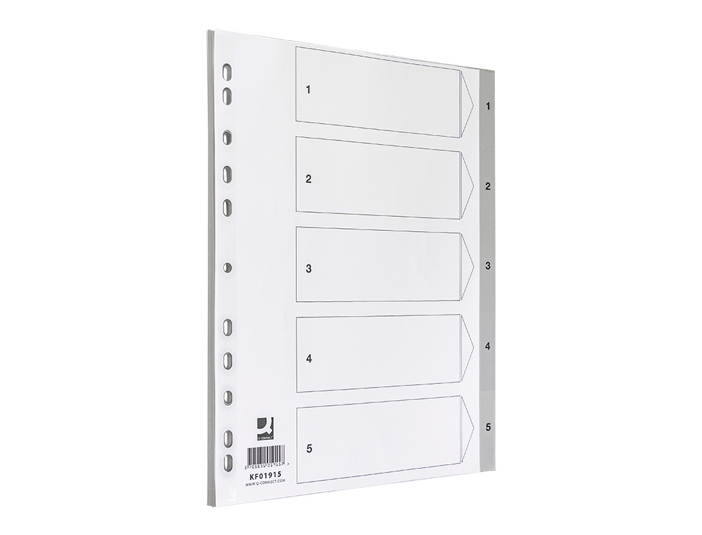 SEPARADOR NUMERICO Q-CONNECT PLASTICO 1-5 CONJUNTO DE 5 SEPARADORES DIN A4 MULTIPERFURADOS