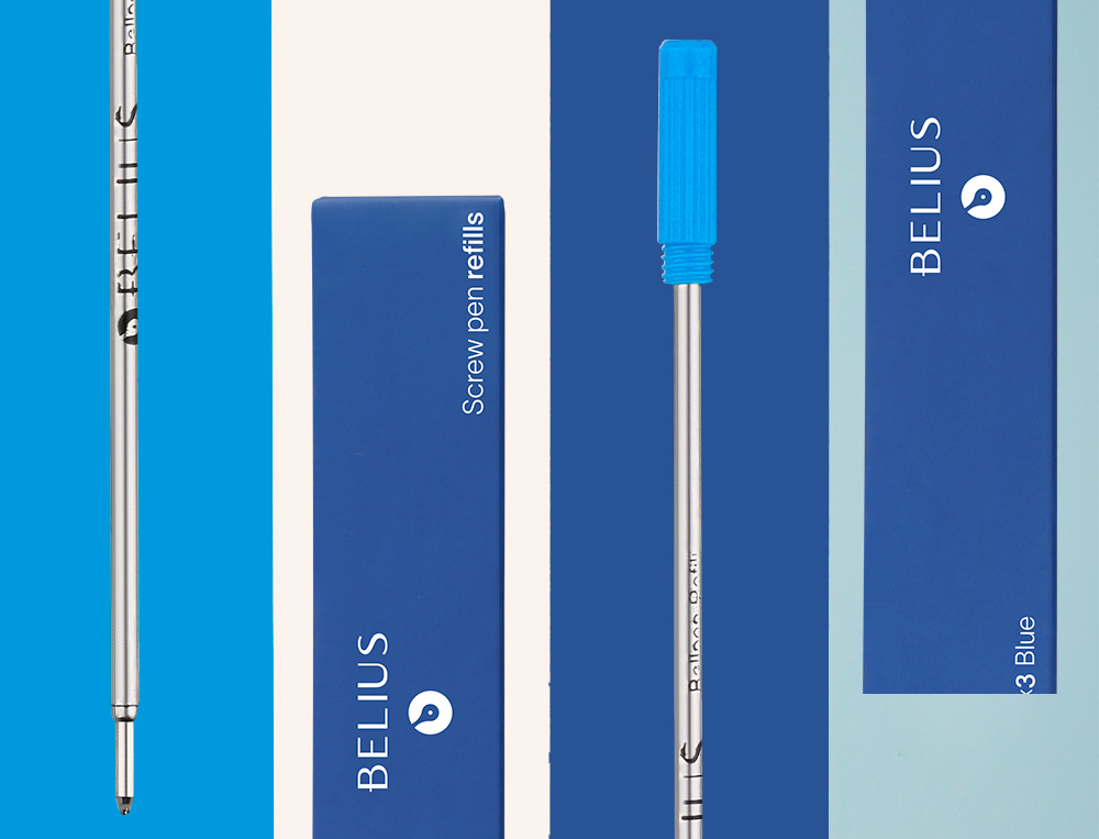 RECARGA ESFEROGRAFICA TIPO ROSCA BELIUS AZUL CAIXA 3 UNIDADES