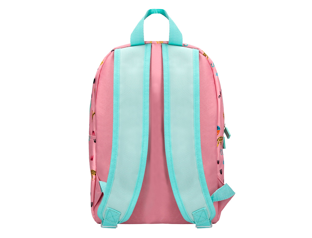 MOCHILA ESCOLAR LIDERPAPEL INFANTIL SAFARI DESENHO ZEBRA ROSA 330X100X250 MM