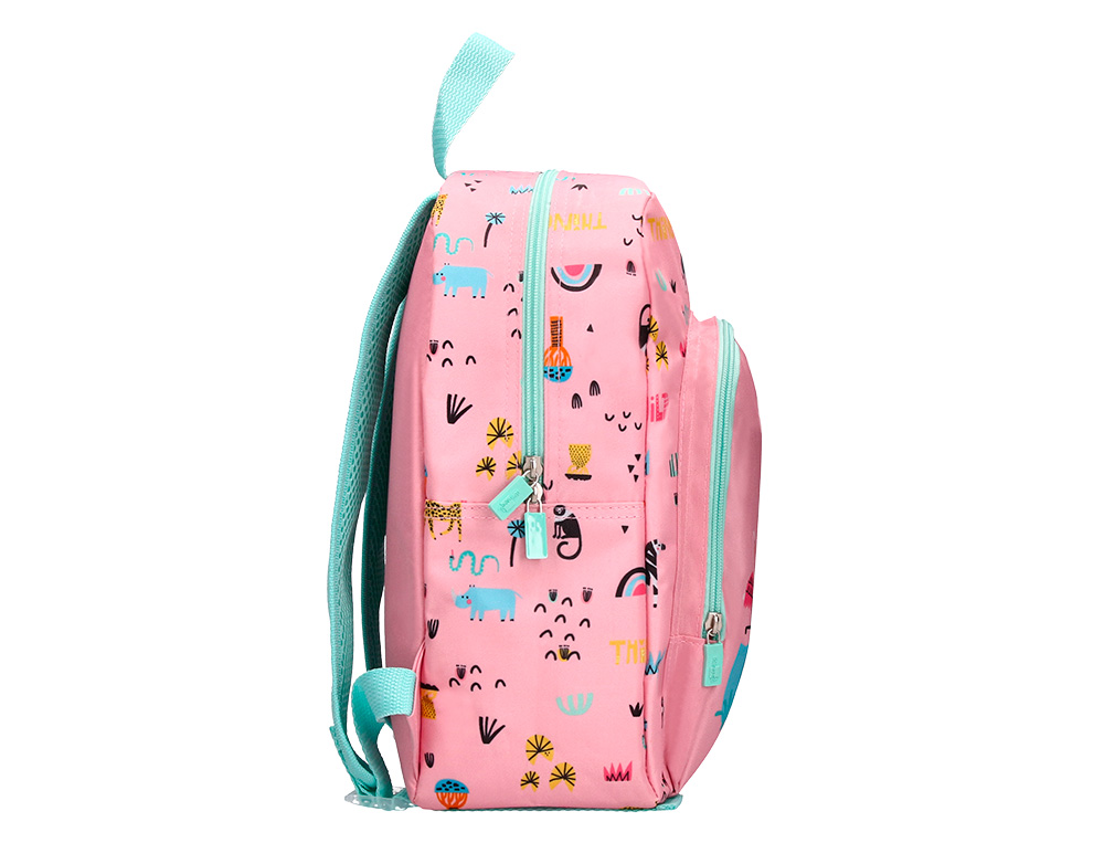 MOCHILA ESCOLAR LIDERPAPEL INFANTIL SAFARI DESENHO ZEBRA ROSA 330X100X250 MM