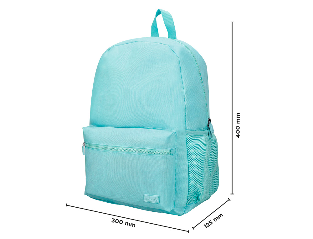 MOCHILA ESCOLAR LIDERPAPEL BOLSO LATERAL ELASTICO COR AZUL CELESTE 400X125X300 MM