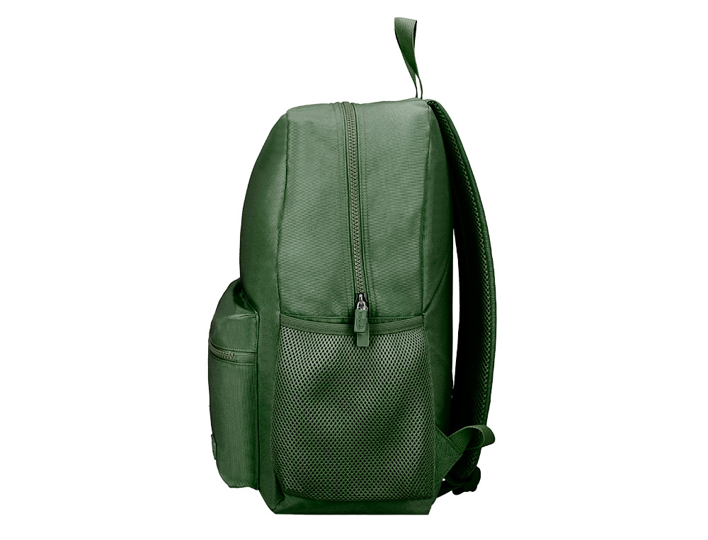MOCHILA ESCOLAR LIDERPAPEL BOLSO LATERAL ELASTICO COR VERDE MILITAR 400X125X300 MM