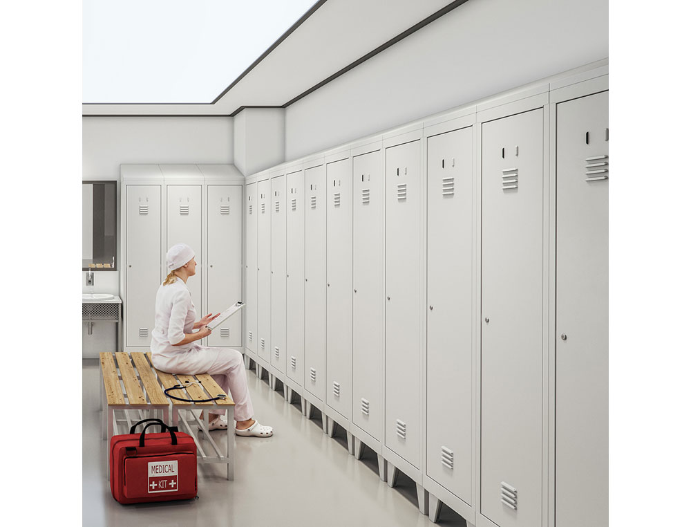 ARMARIO METALICO ROCADA 300 1 MODULO 3 PORTAS CINZA 330X500X1800 MM